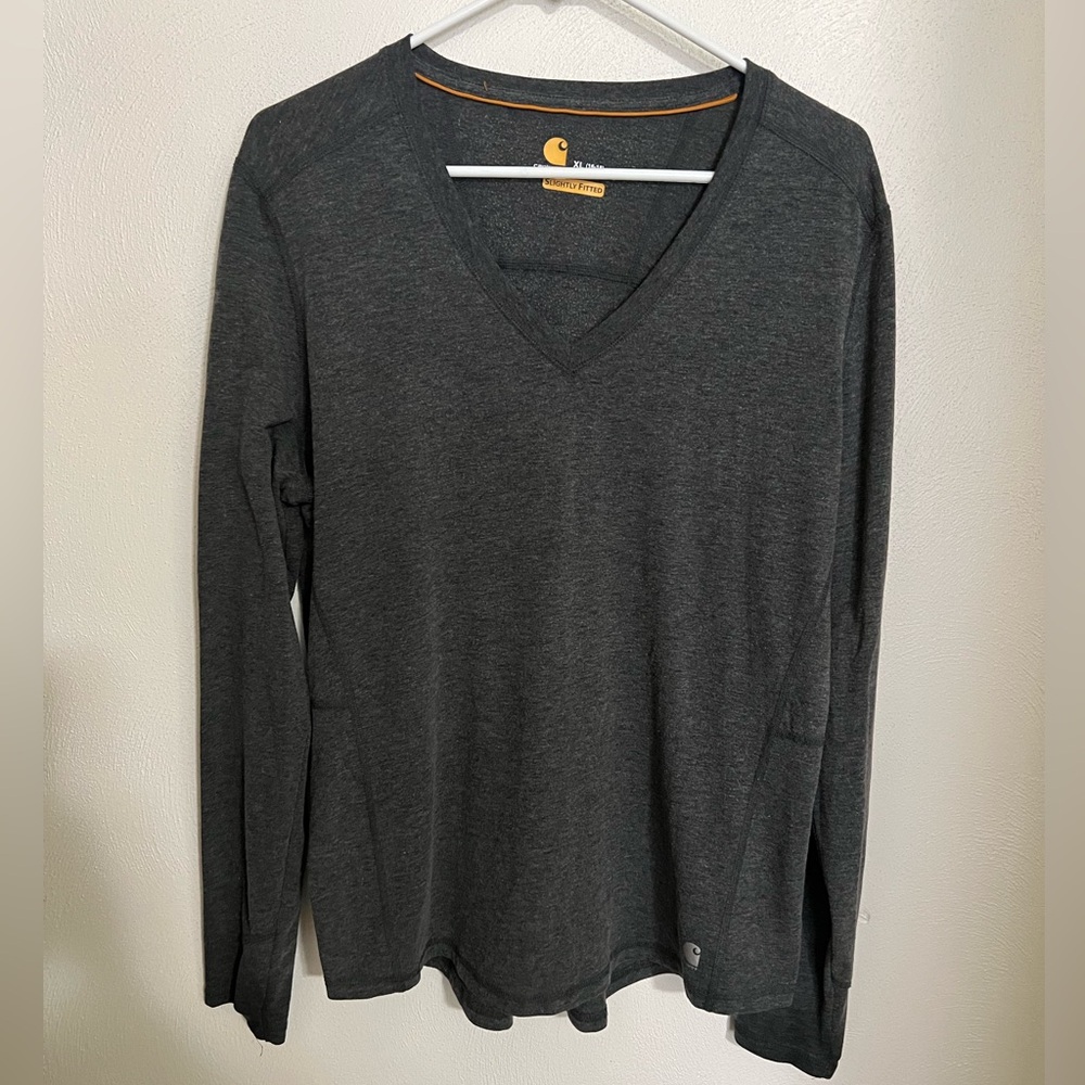 CARHARTT Force Classic Slightly Fitted Long Sleeve V Neck Dark Grey Women's‎ XL